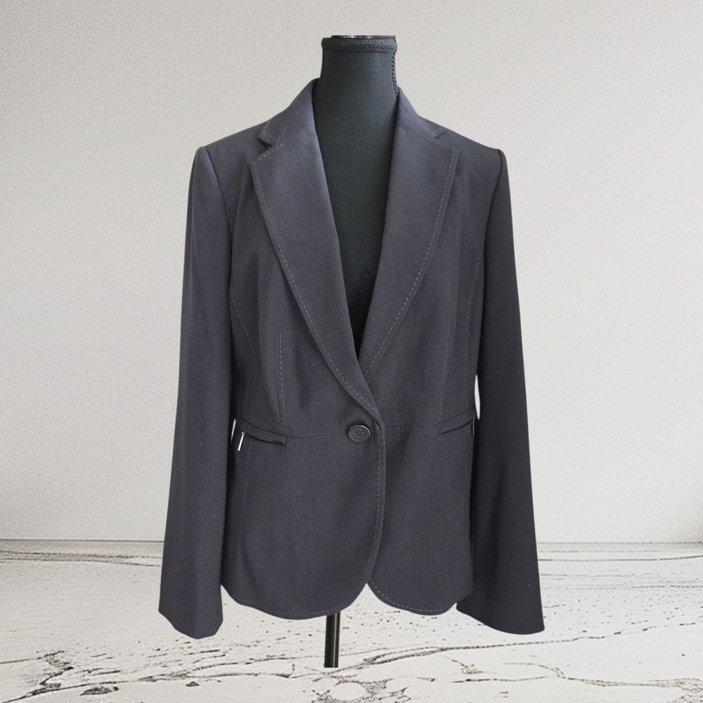 Marks & Spencer Charcoal Women's Stiched Blazer With Zippered Pockets Size 16